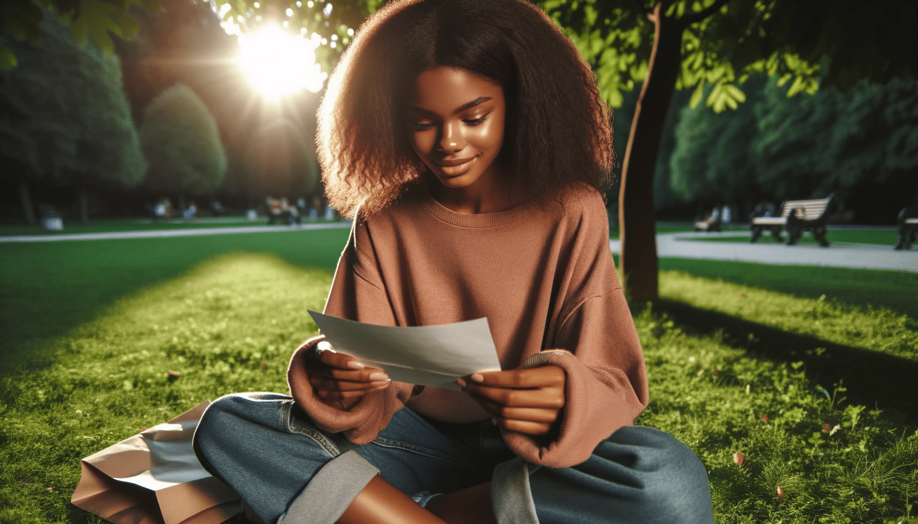https://www.attractiondiary.com/wp-content/uploads/2023/02/Photo-in-a-sunlit-park-with-trees-in-the-background.-A-girl-of-African-descent-sits-on-the-grass-engrossed-in-reading-a-love-letter.-She-clutches-the.png