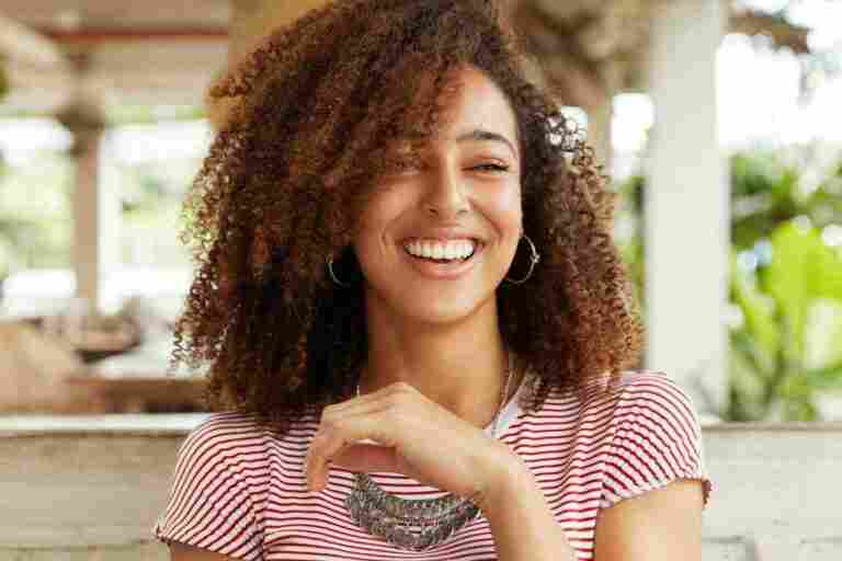 beautiful african american woman cafe