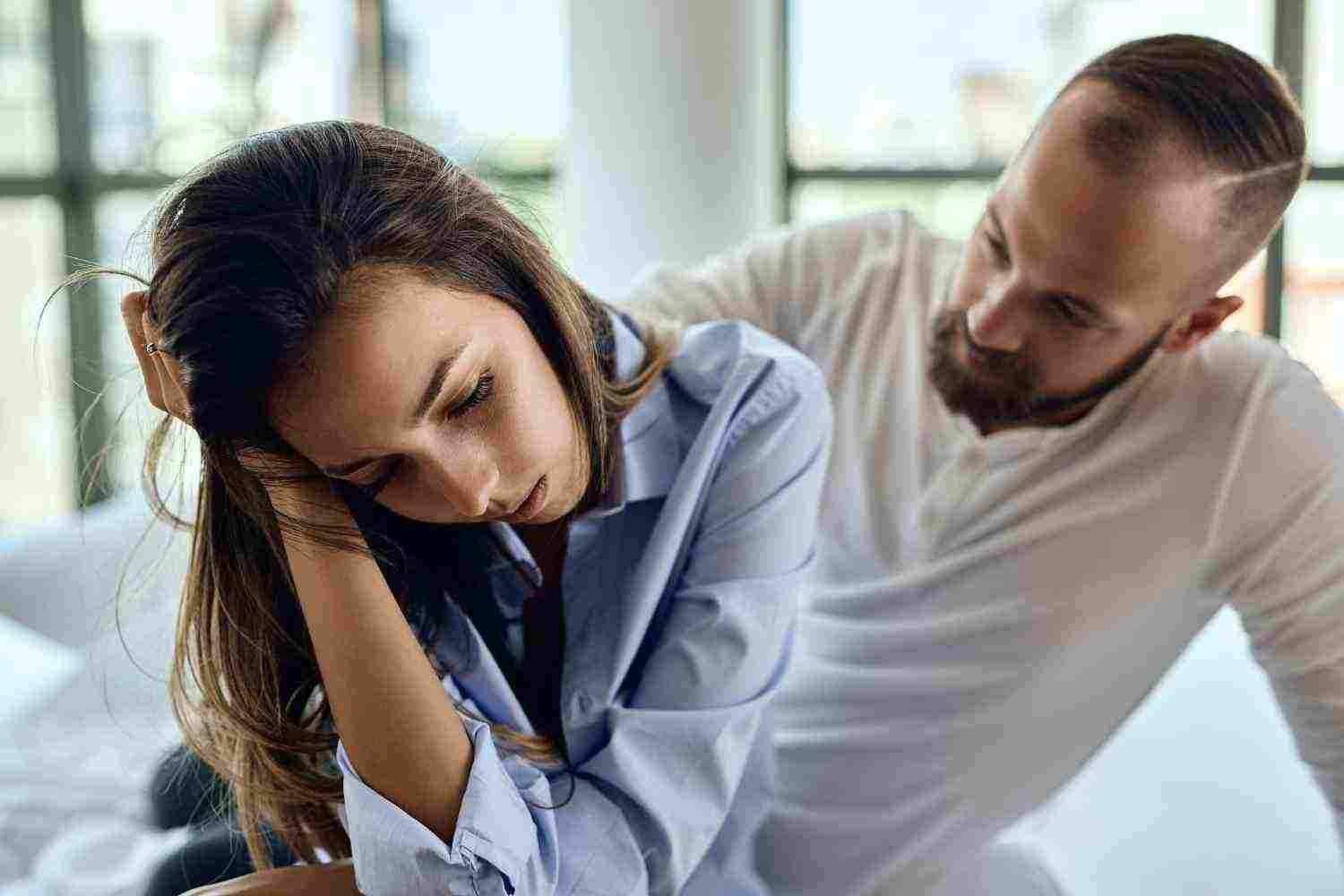 young sad woman thinking relationship difficulties she has with her boyfriend