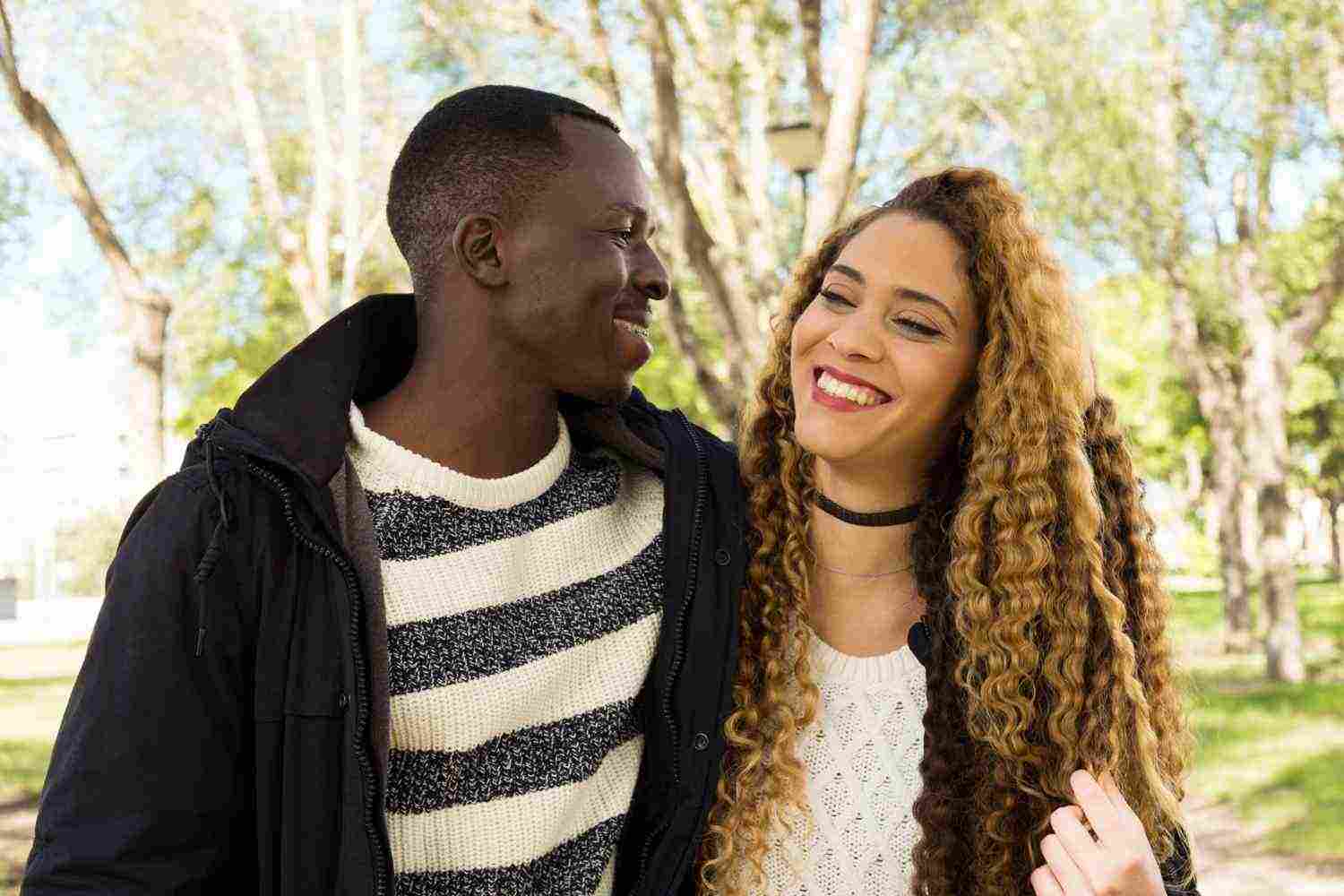 afro american couple park