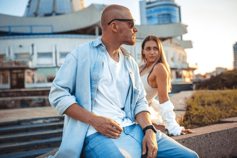 Guy caring for woman