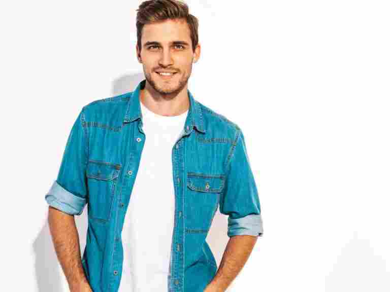 portrait handsome smiling stylish young man model dressed jeans clothes fashion man1