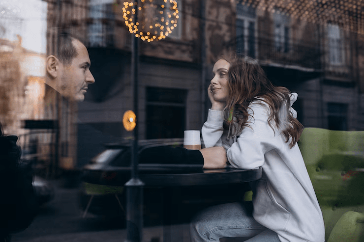 Guy mirroring girl's words