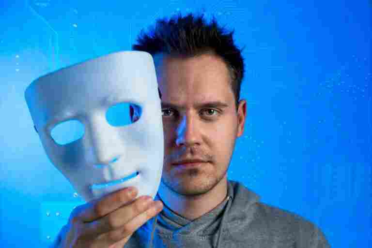 portrait hacker with mask