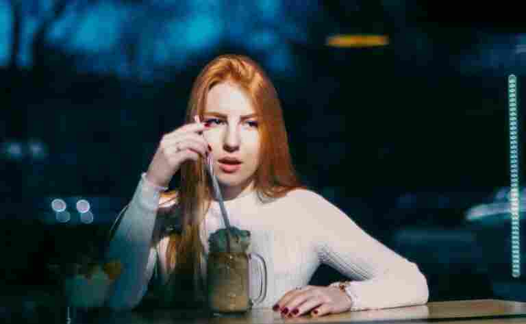 portrait young woman with smoothie jar caf 1
