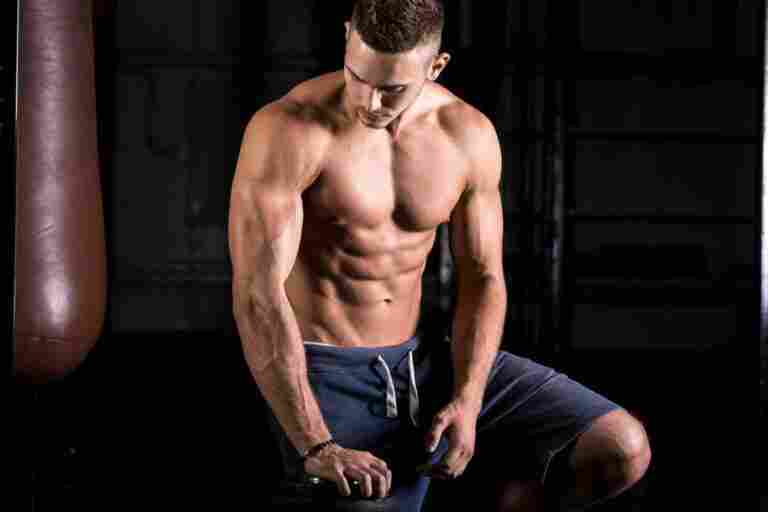 young bodybuilder with perfect body