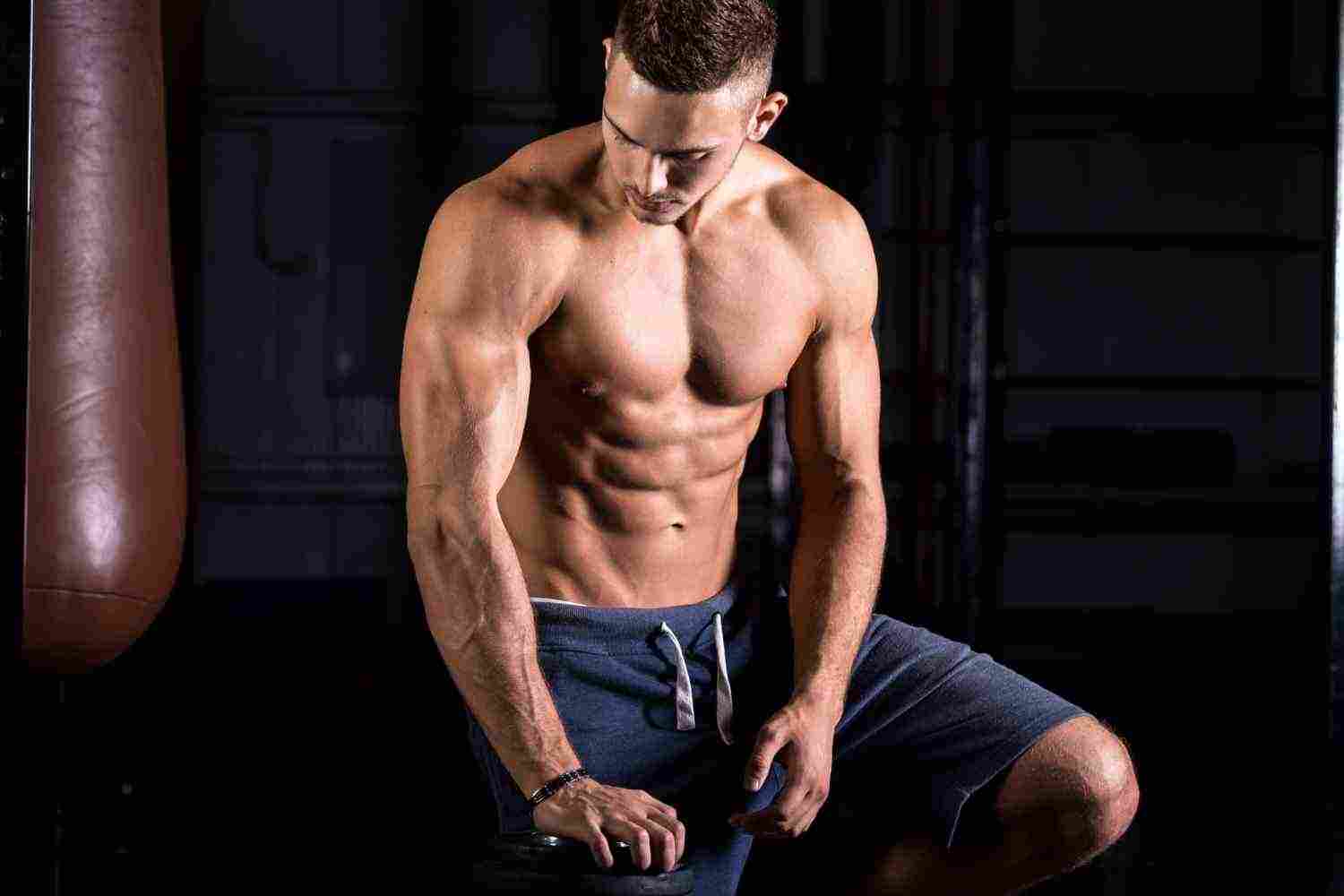 young bodybuilder with perfect body