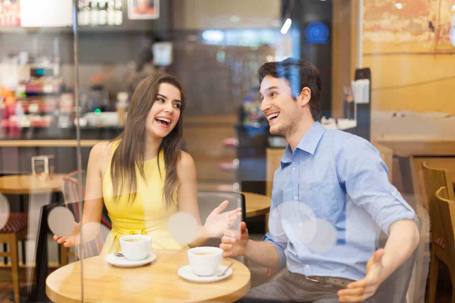 couple have fun cafe