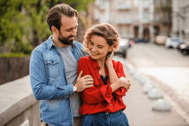 Man touching girl's waist from behind 