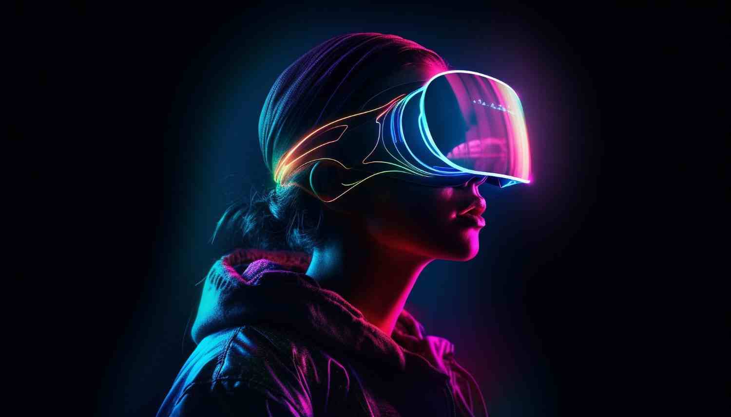 young adult wearing futuristic smart glasses indoors generated by ai