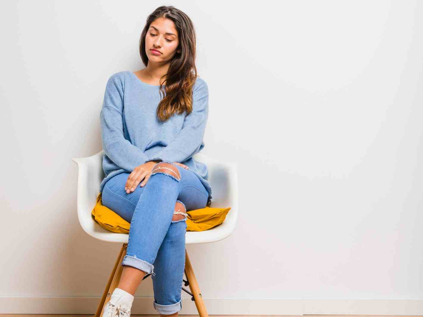 brunette model bored sitting