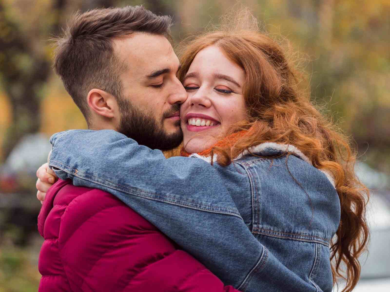 cute couple being affectionate close up