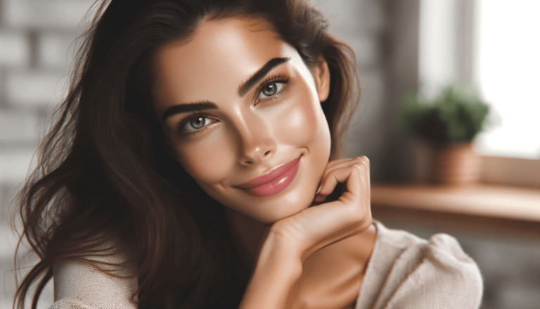 stunning woman gazing directly at the camera her eyes sparkling with depth and emotion. Her gentle smile exudes tranquility an