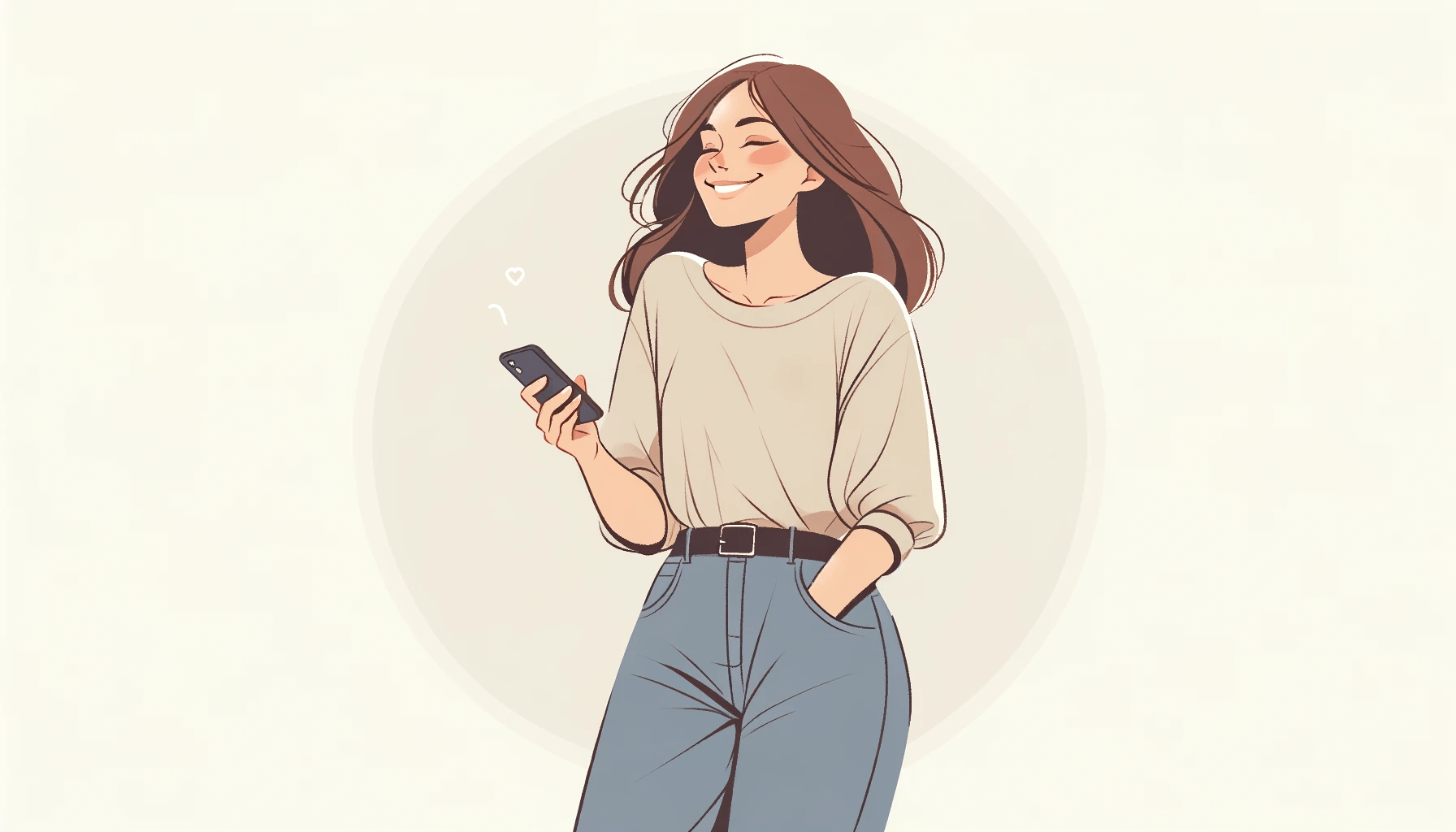 excited woman with her phone