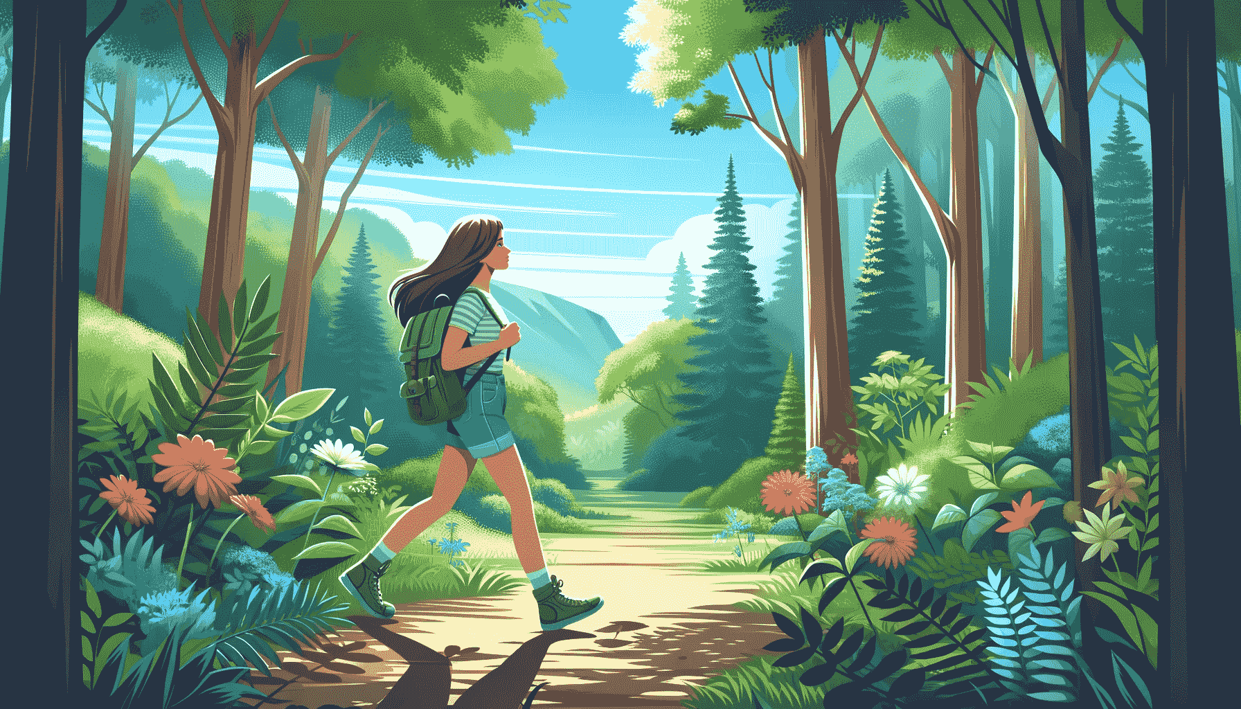 Young Woman taking a walk in nature