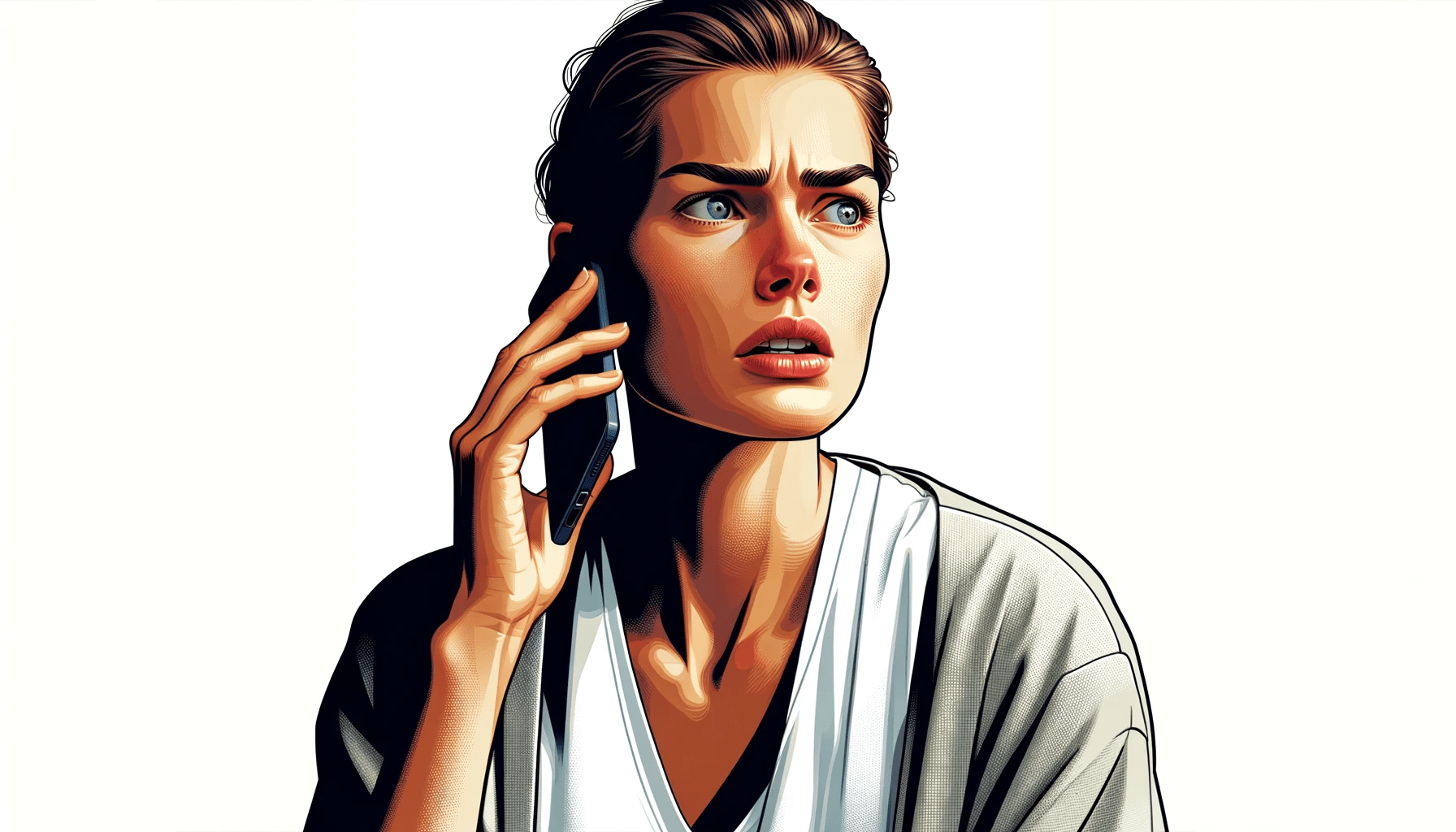 worried woman on a phone call