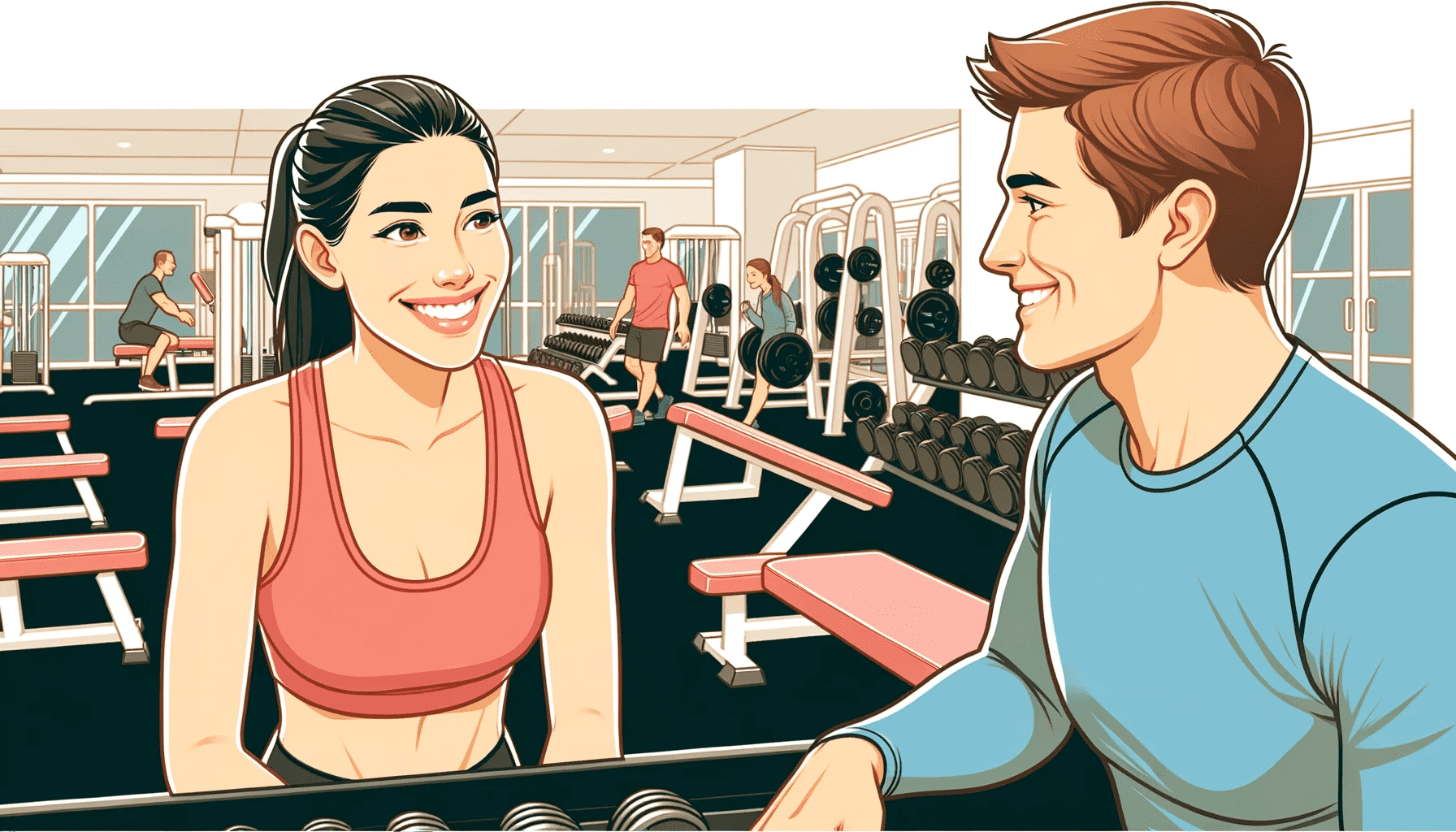 Girl initiating conversation with a guy at the gym