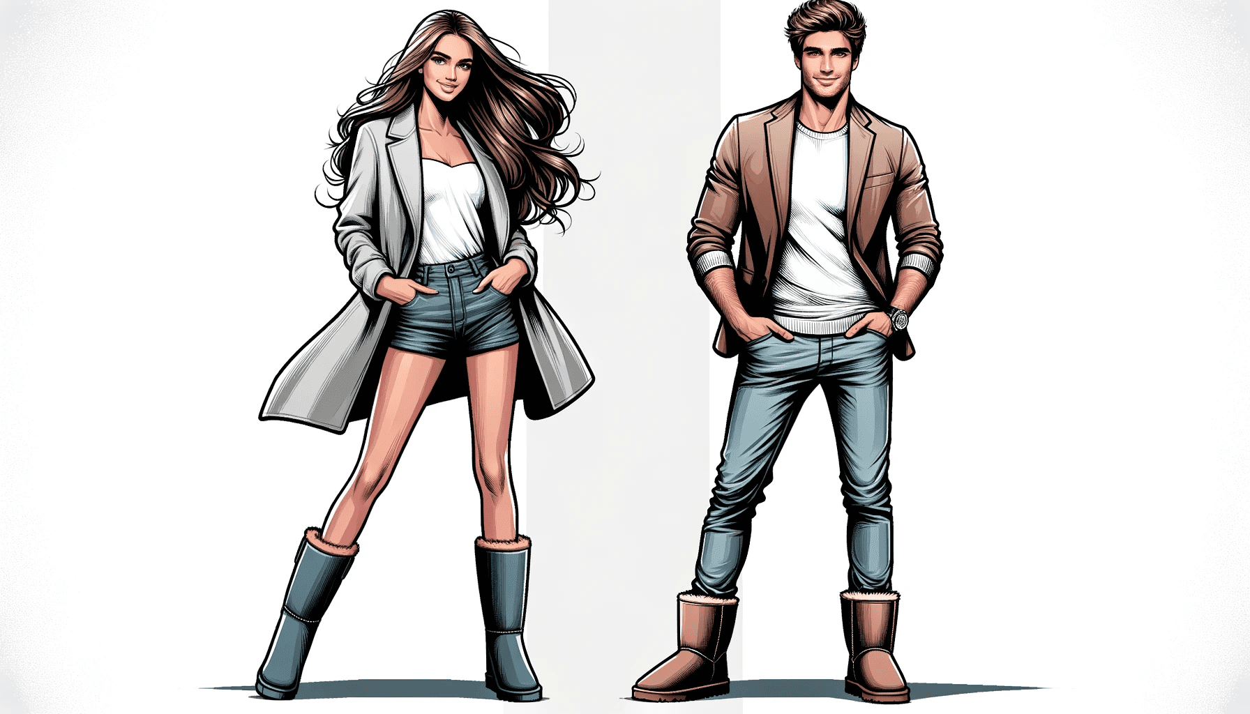 woman and man wearing Ugg Boots