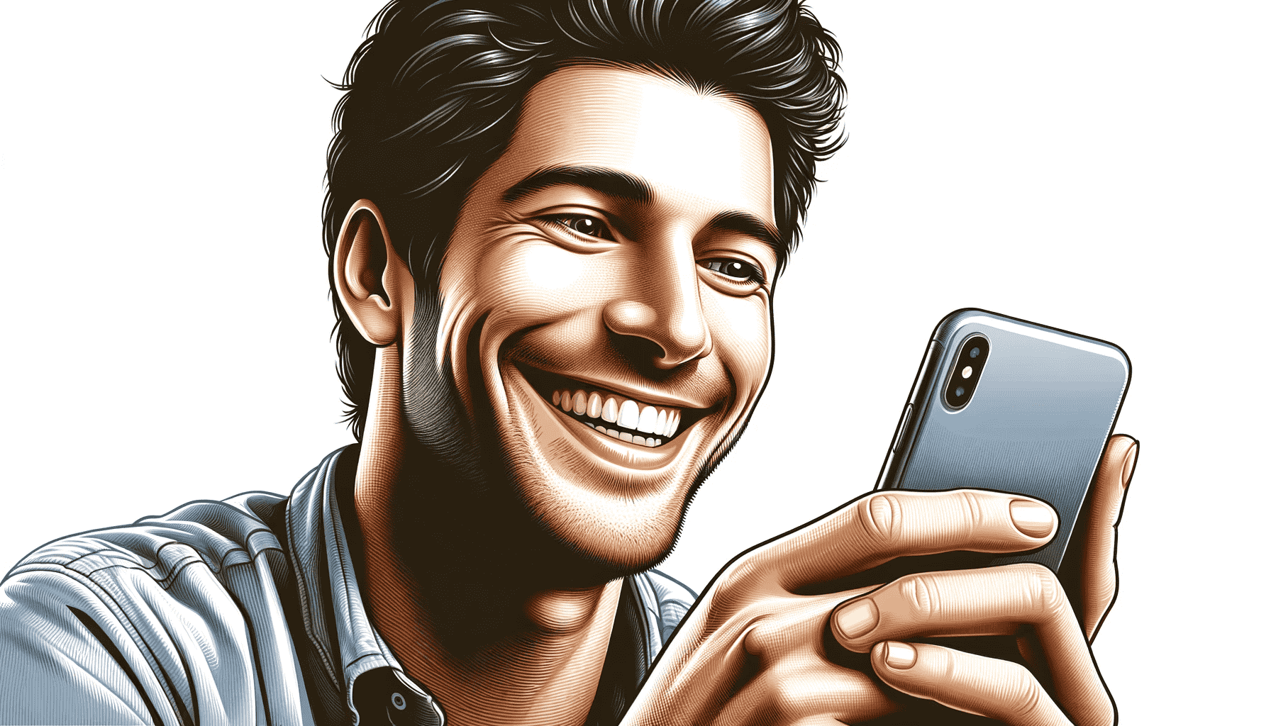 happy man texting