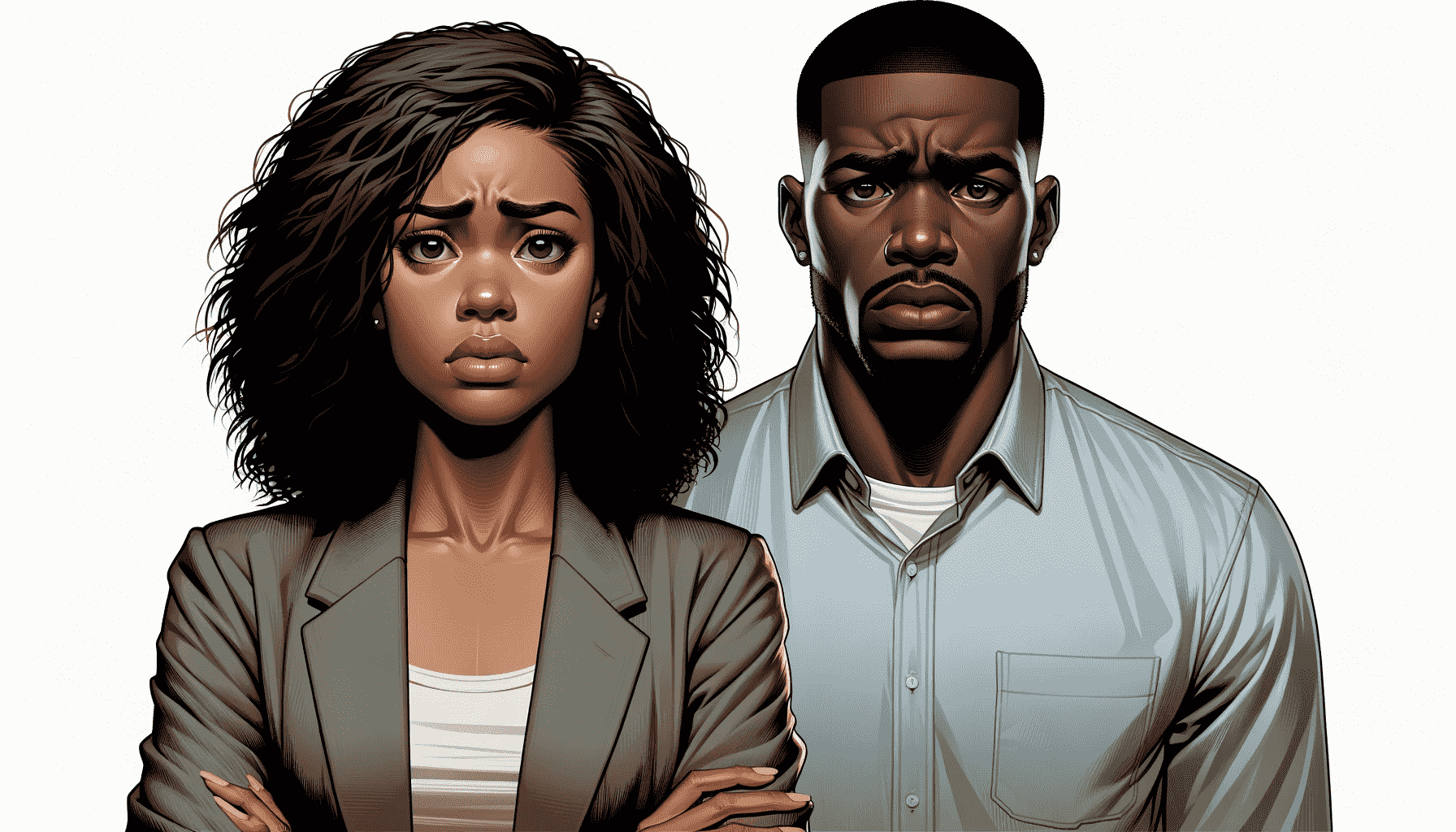 a sad black couple