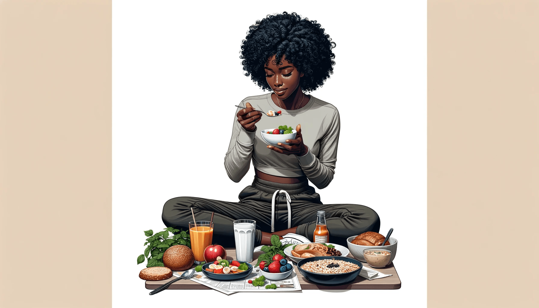 woman eating balance diet