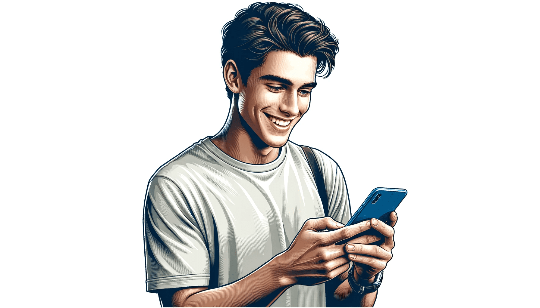 young man looking at his smartphone