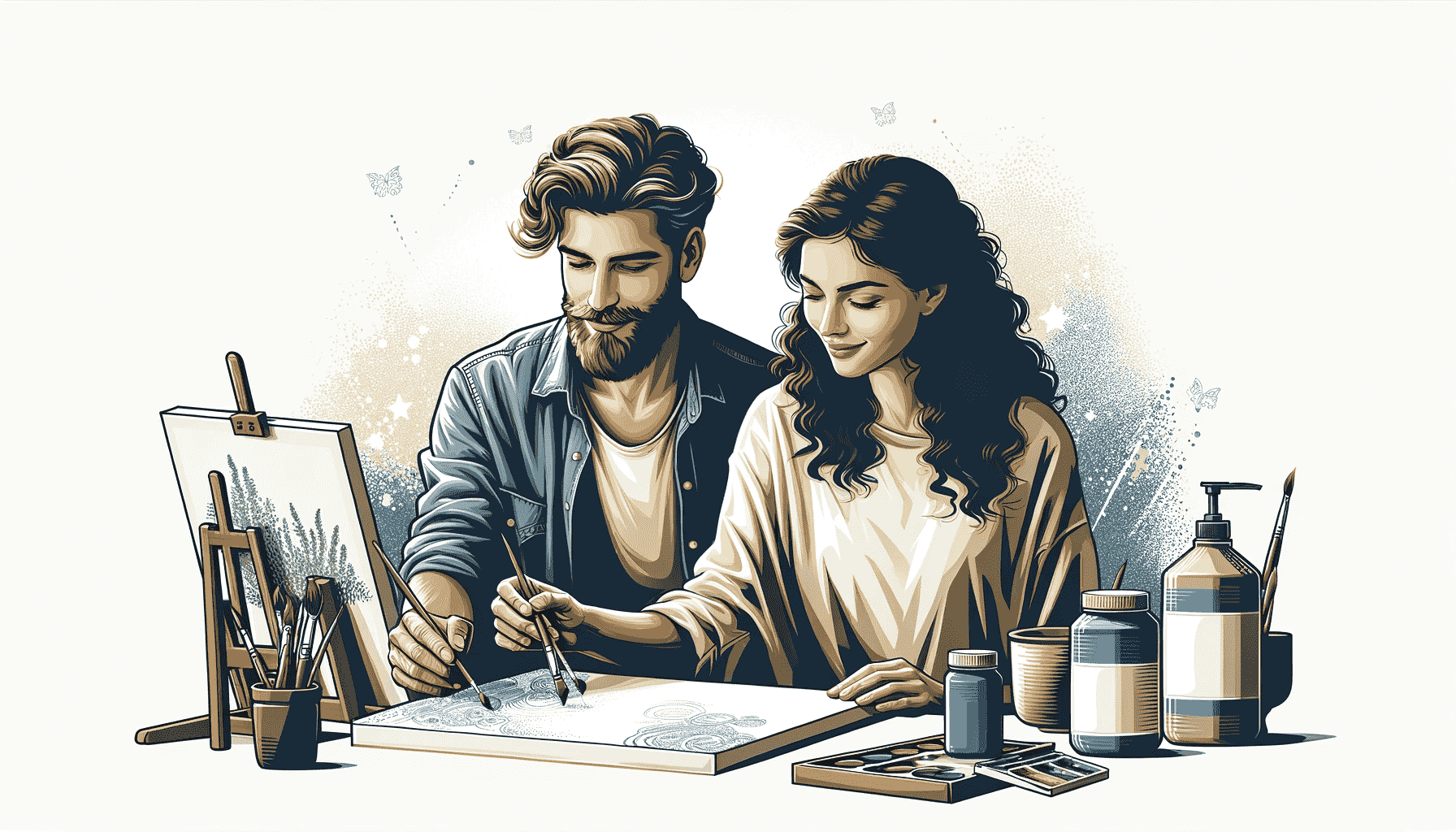 couple engaged in creative activity