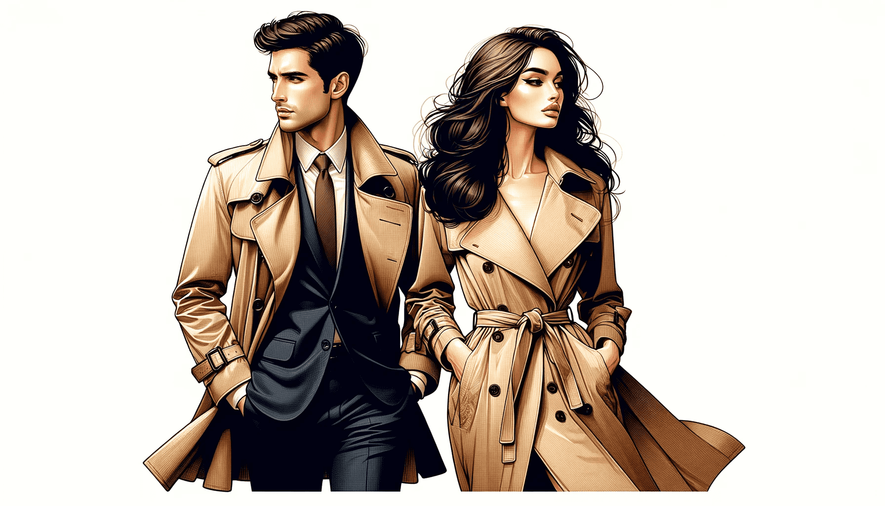 couple wearing The Parisian Trench Coat