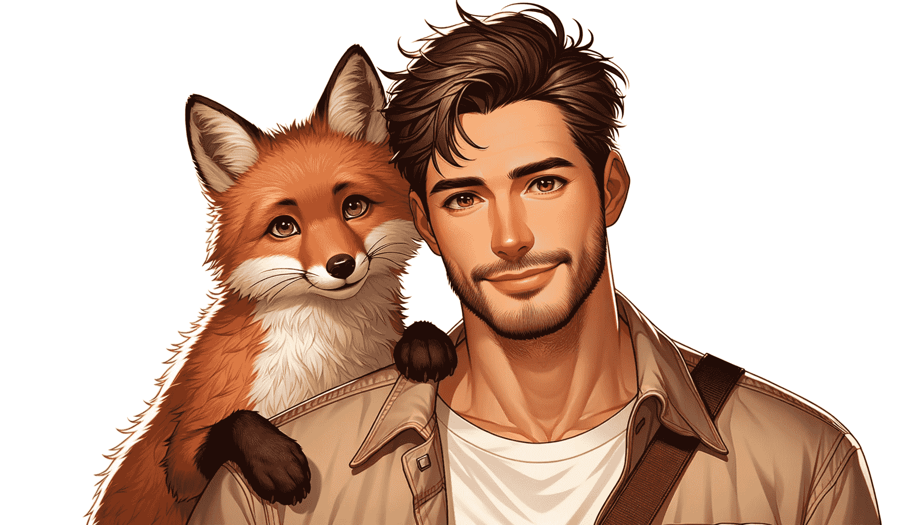 man and cute fox