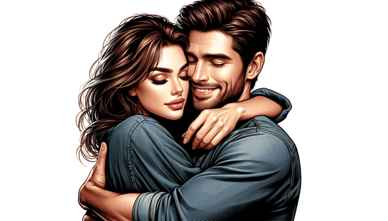man and woman embracing