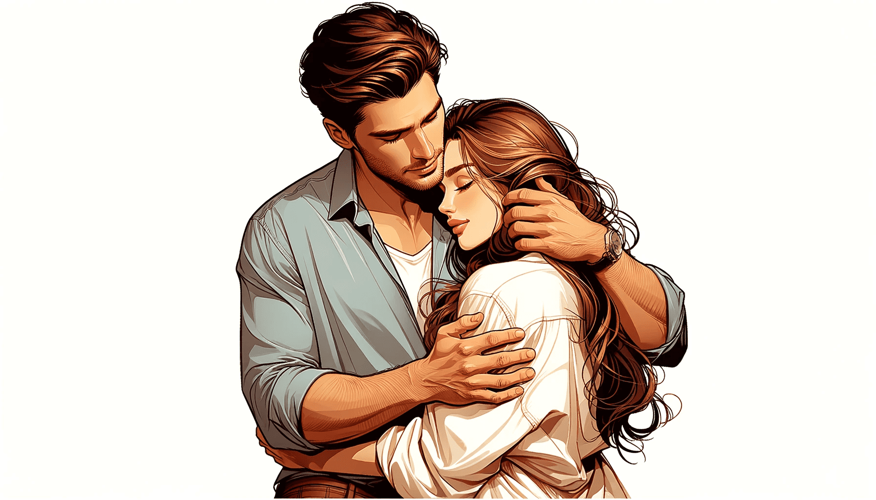 man and woman hugging
