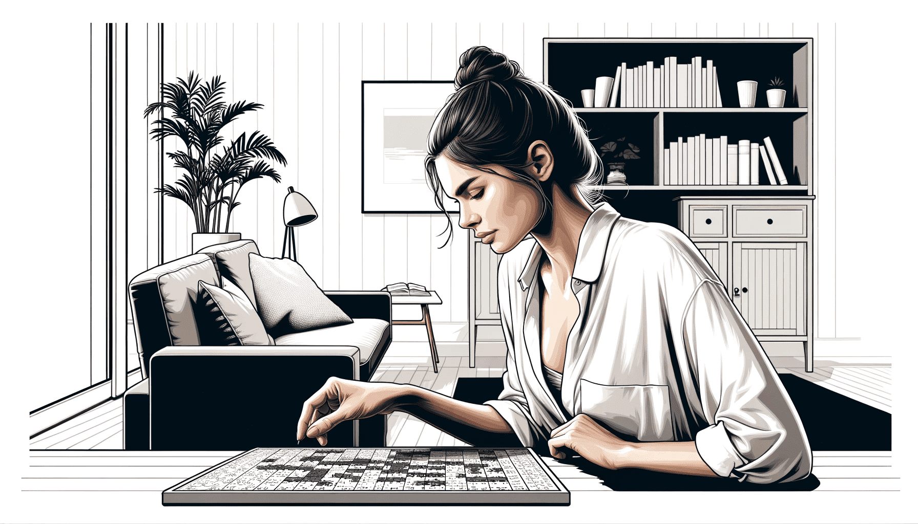 a woman playing puzzle game for her mental agility