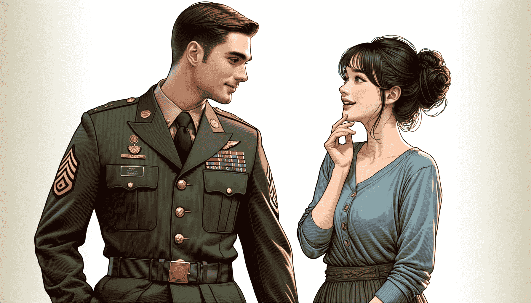 Military man talking to a lady