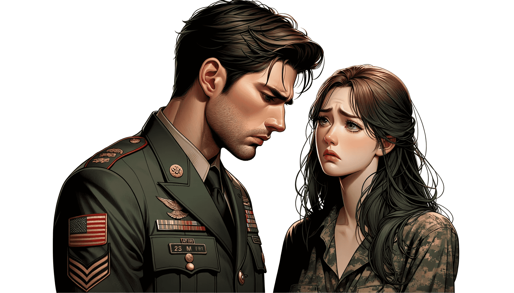 Military man with an upset girlfriend