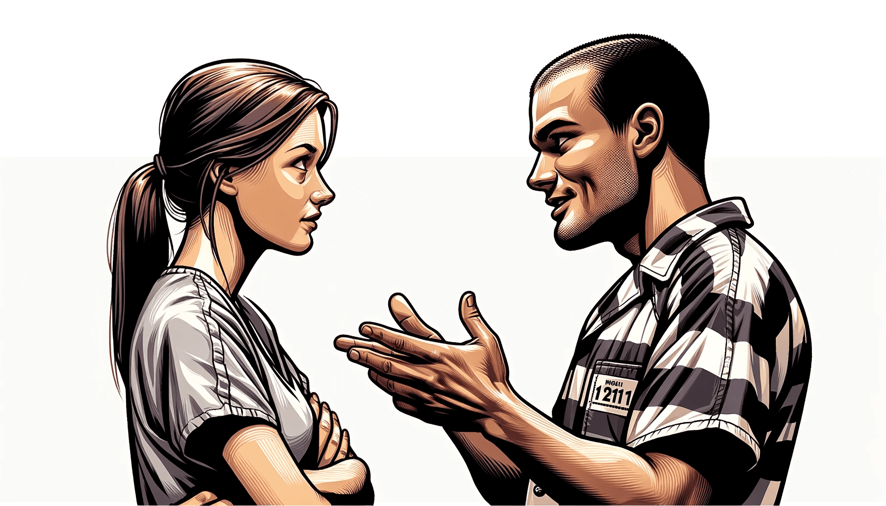 woman talking with an inmate