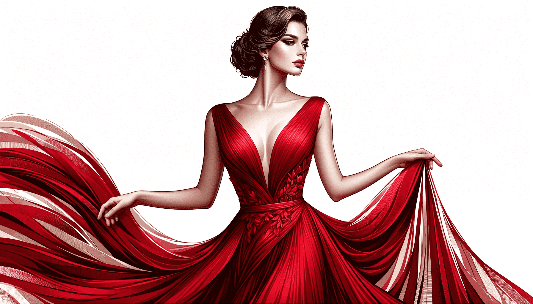 woman wearing fancy red gown