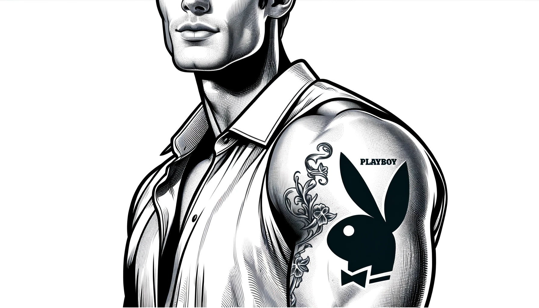Playboy tattoo on a guy's upper arm