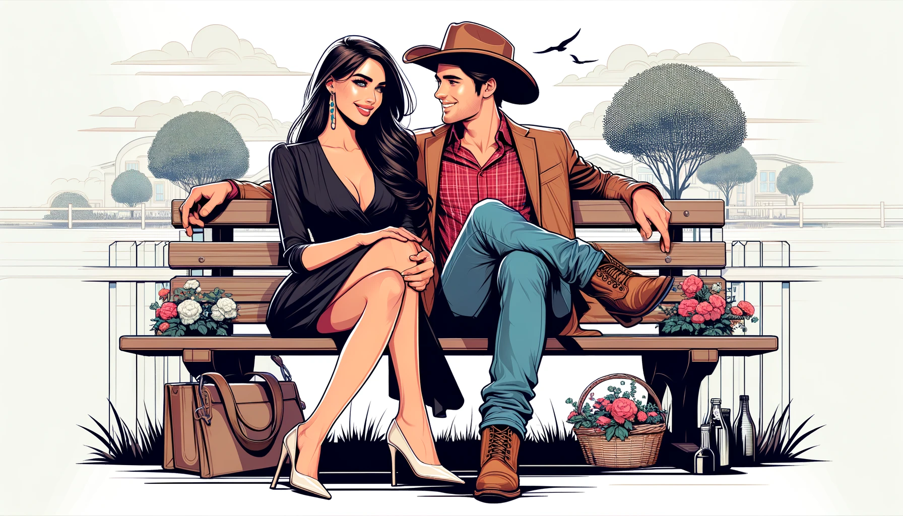 Woman and country boyfriend