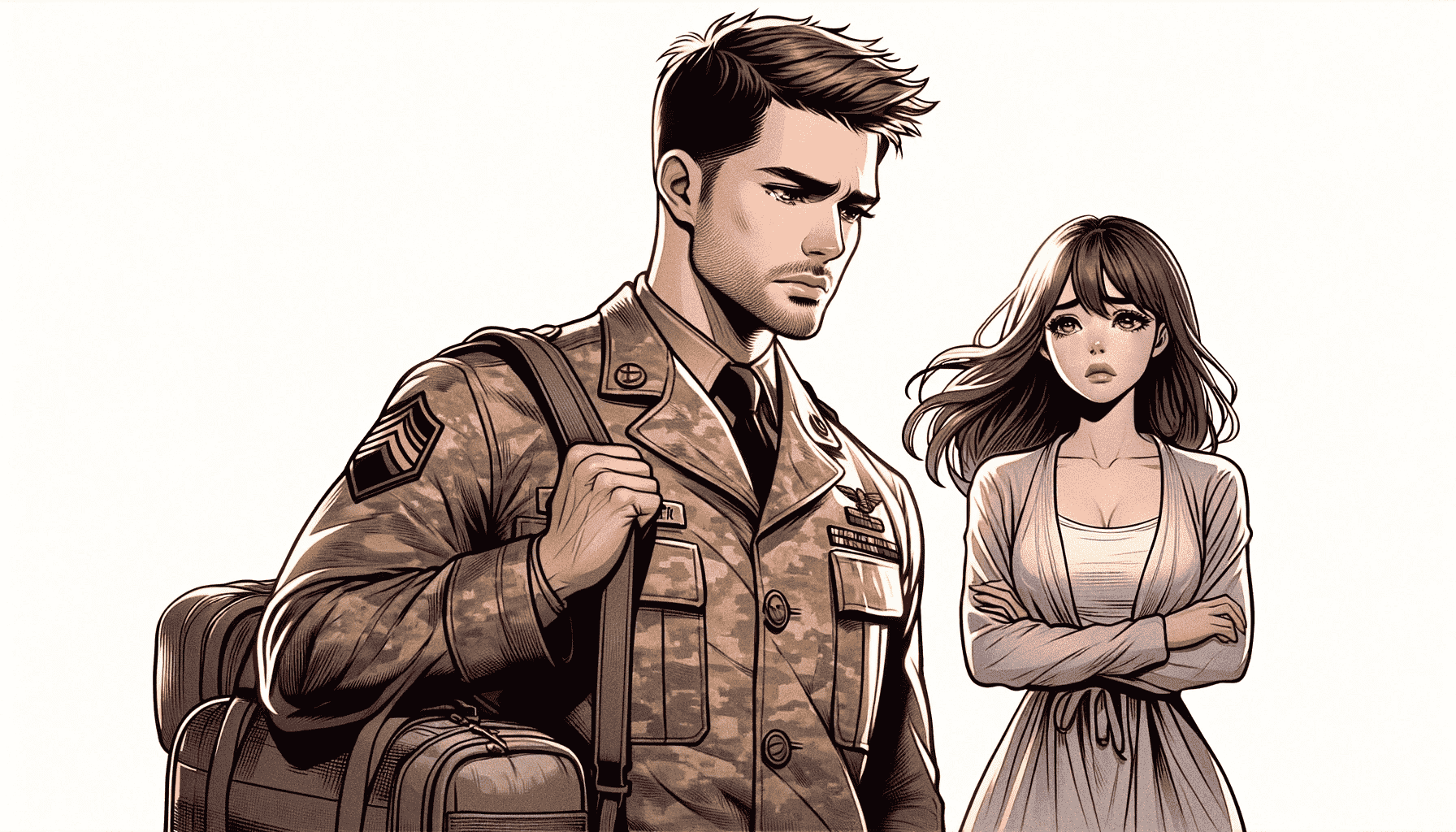 military man leaving girlfriend