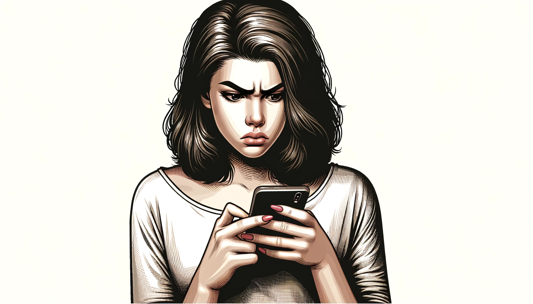 upset woman responding to ignored text