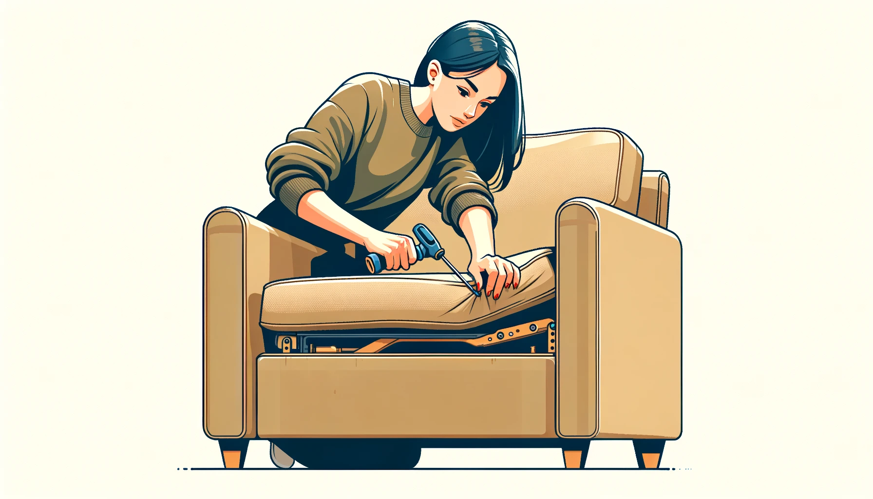 woman fixing chair