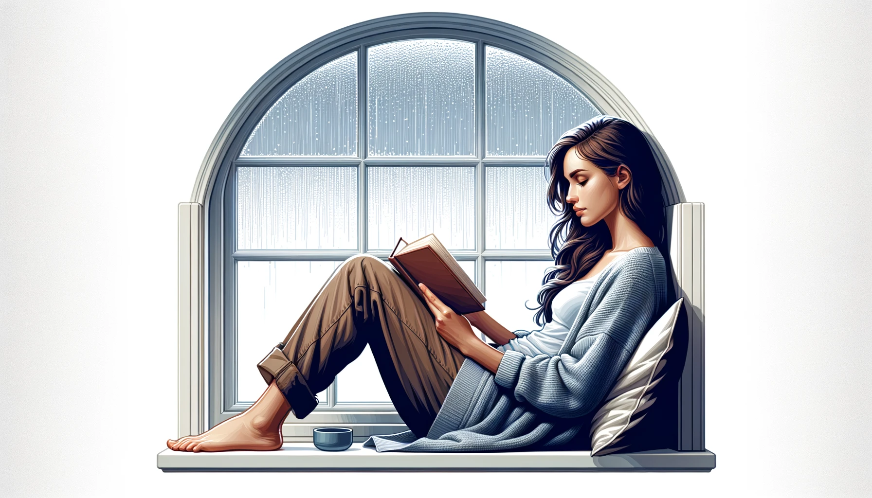 woman reading alone