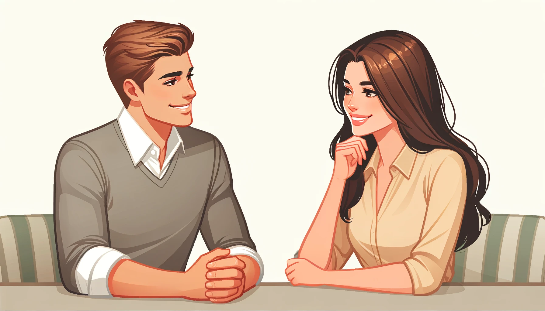 man and woman talking