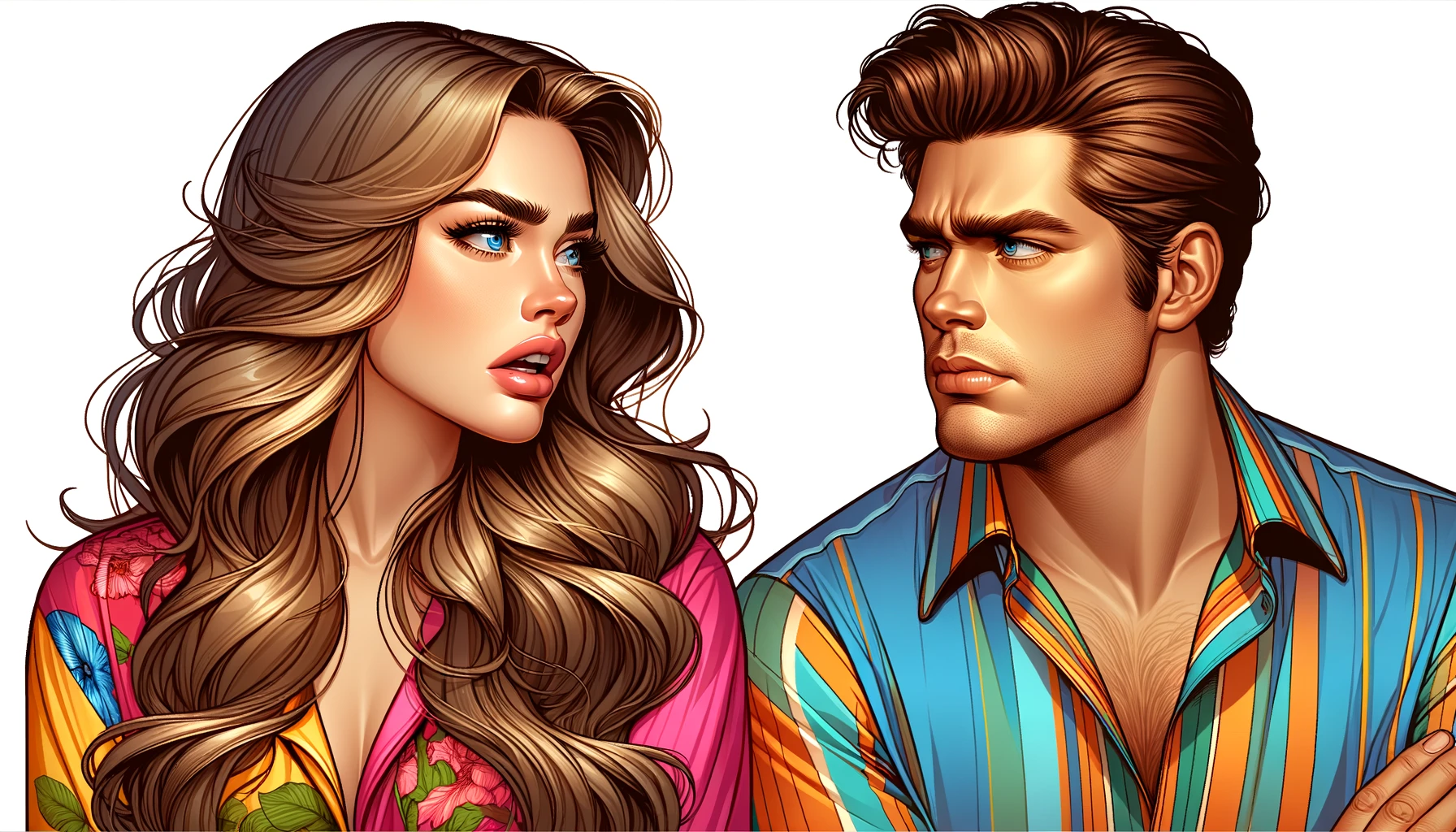 woman facing man