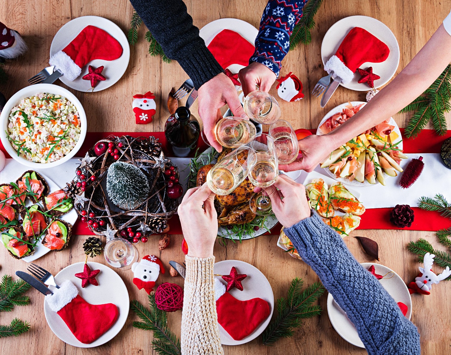 Friends celebrating Christmas